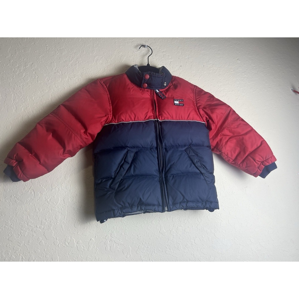 TOMMY‎ HILFIGER Down Puffer Jacket Little Boys Color Block  Size 4T Spell out